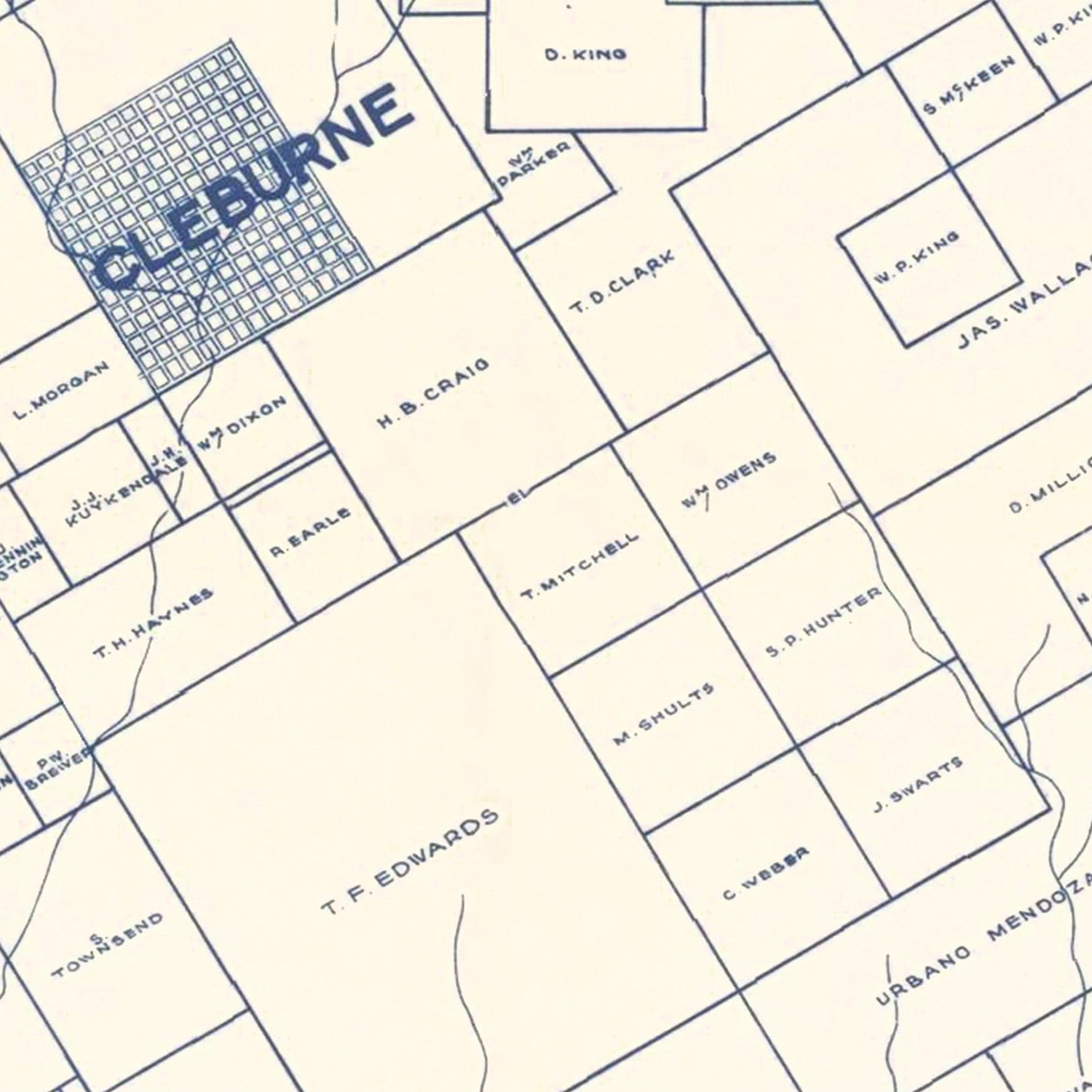 Vintage Map of Johnson County, Texas 1899
