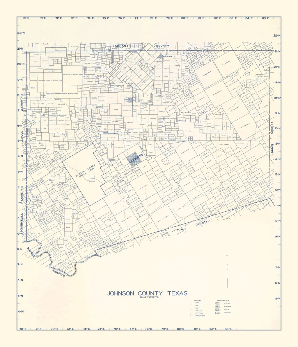 Vintage Map of Johnson County, Texas 1899