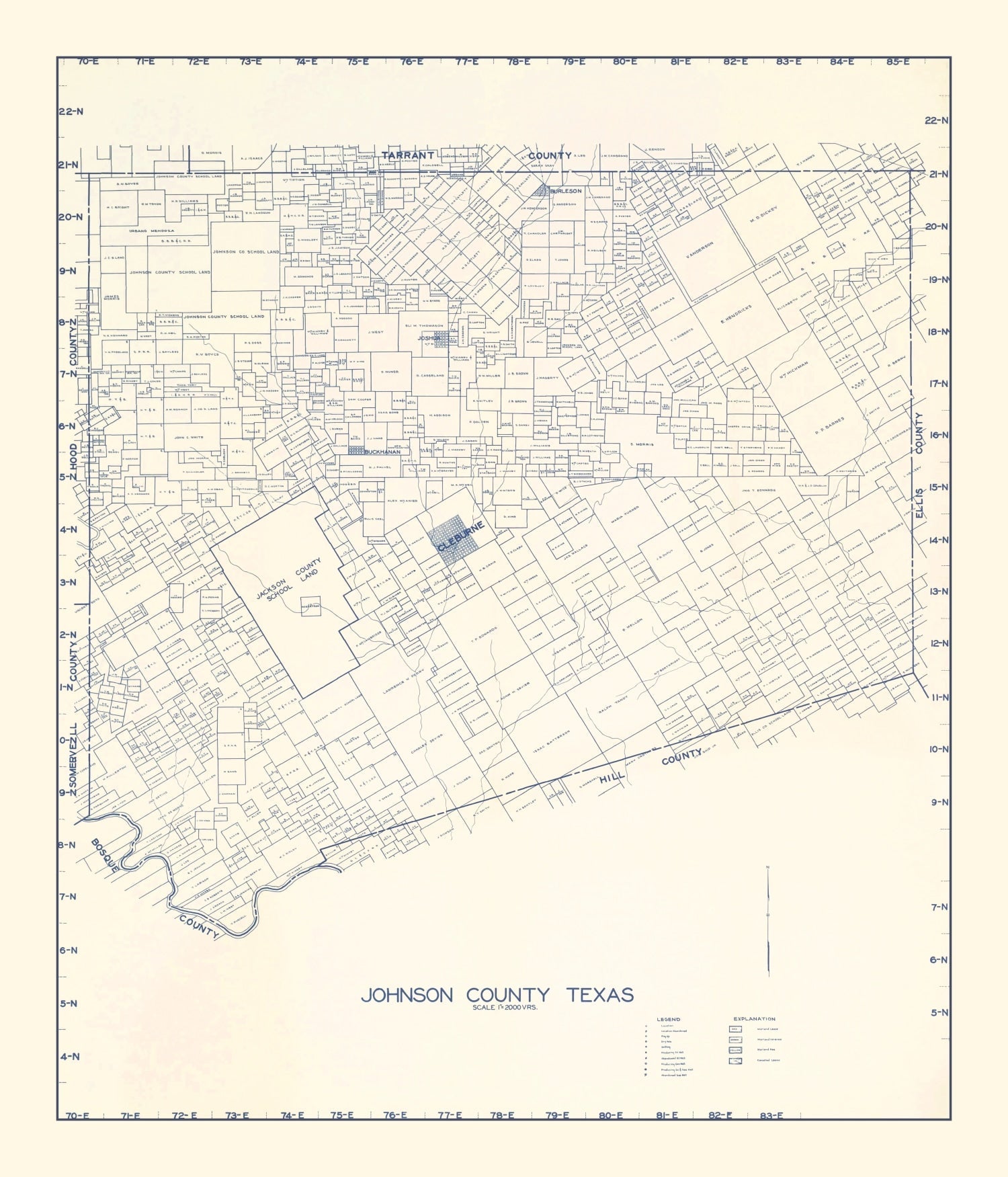 Vintage Map of Johnson County, Texas 1899