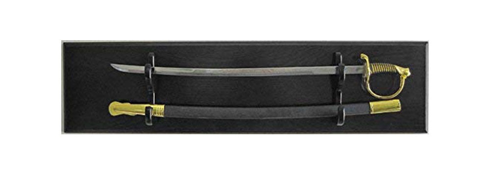 Sword Display Plaque Rack Holder Wall Rack, Alternative to Display Case, Black Wood