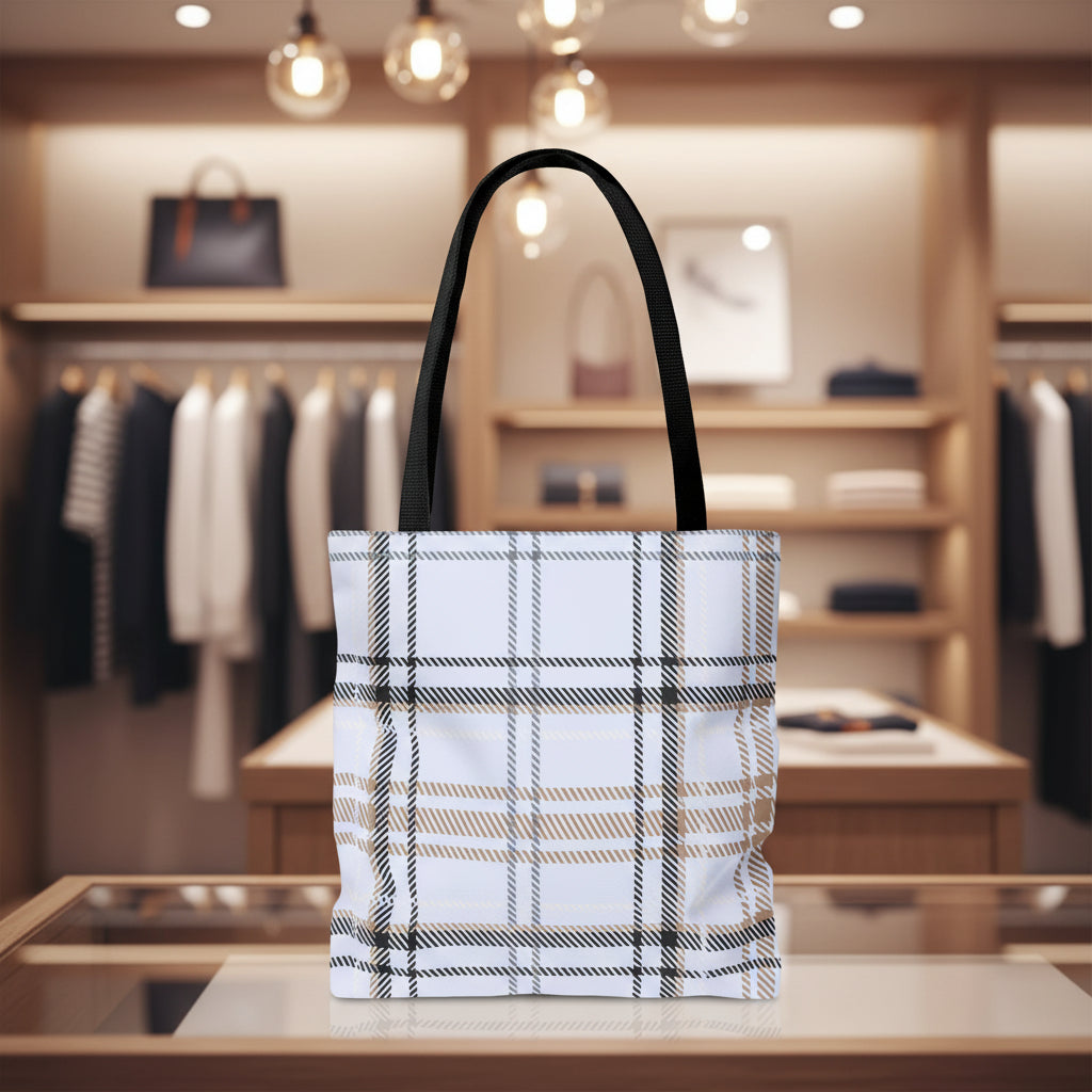 Blue Plaid Tote Bag