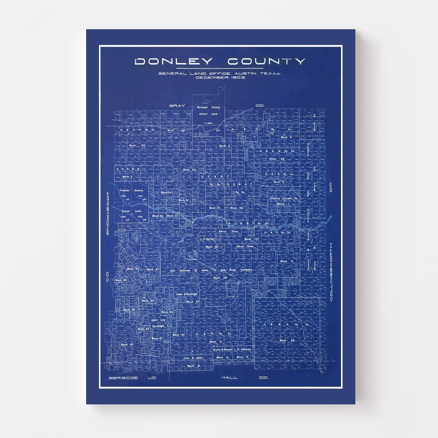 Vintage Map of Donley County, Texas 1904