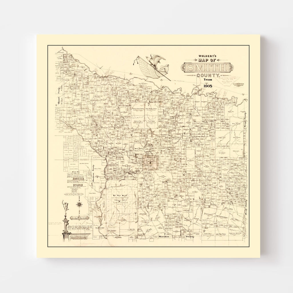 Vintage Map of Smith County, Texas 1905