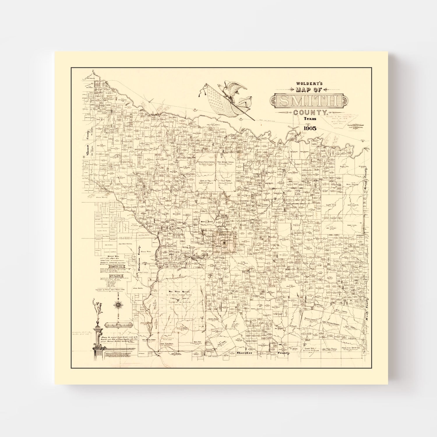 Vintage Map of Smith County, Texas 1905