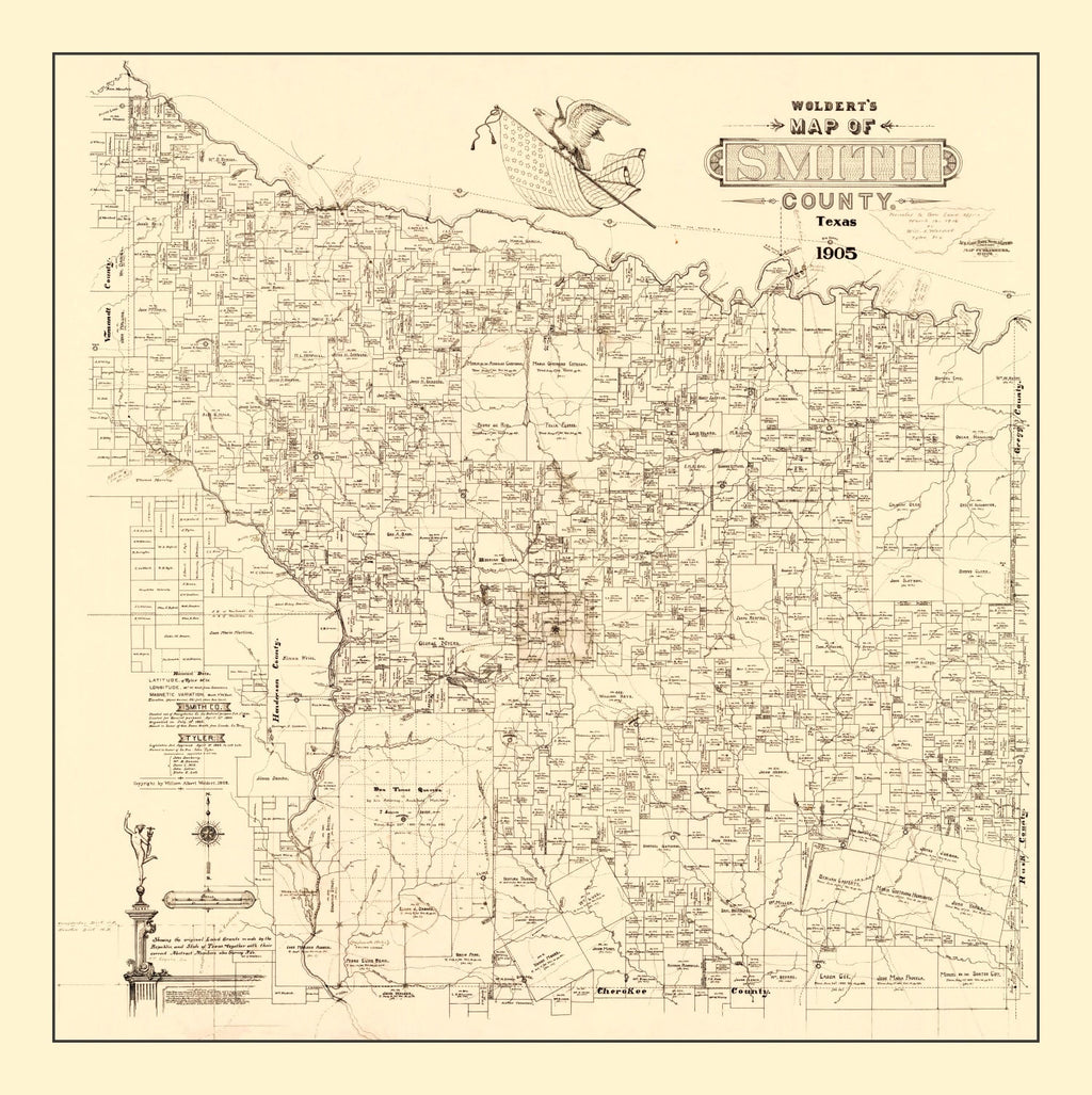 Vintage Map of Smith County, Texas 1905