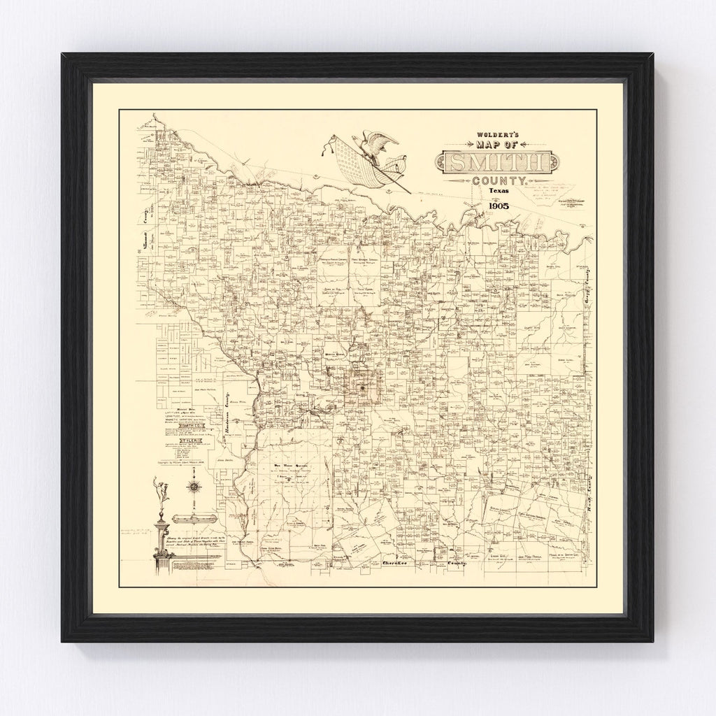 Vintage Map of Smith County, Texas 1905