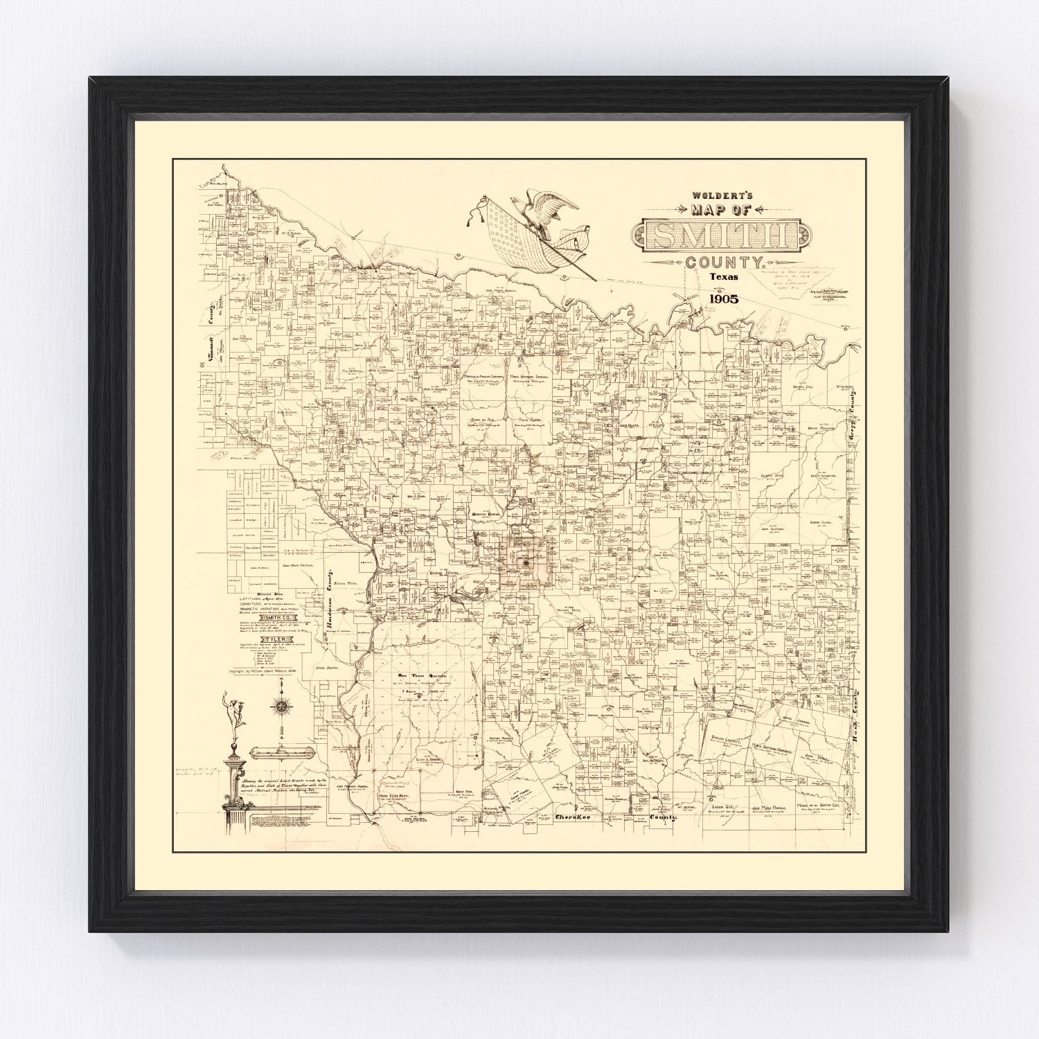 Vintage Map of Smith County, Texas 1905