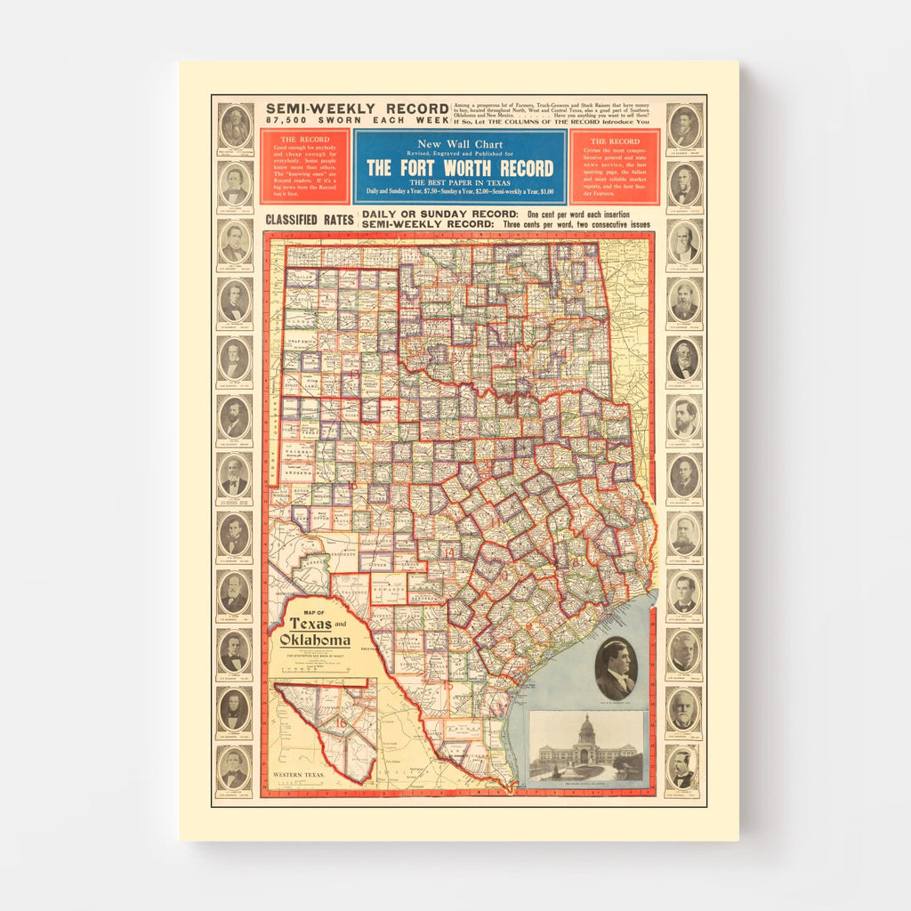 Vintage Map of Texas 1912
