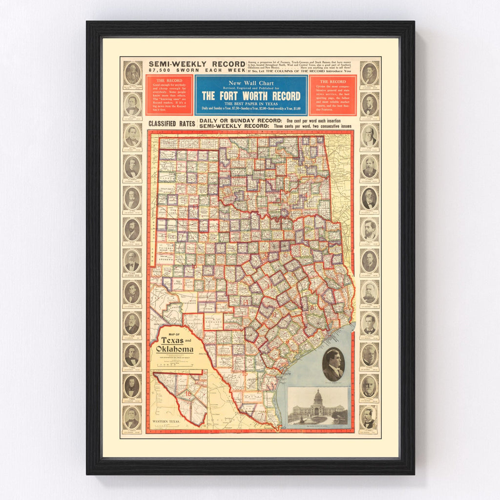 Vintage Map of Texas 1912