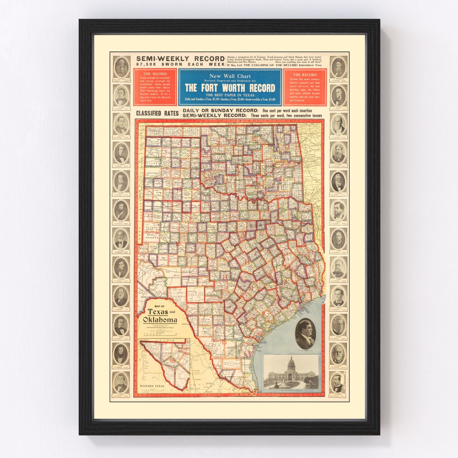 Vintage Map of Texas 1912