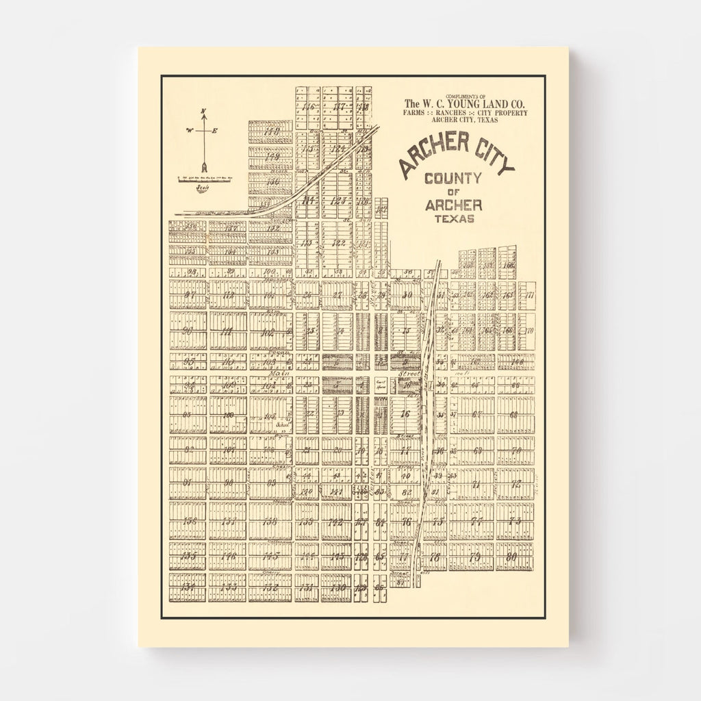 Vintage Map of Archer, Texas 1921