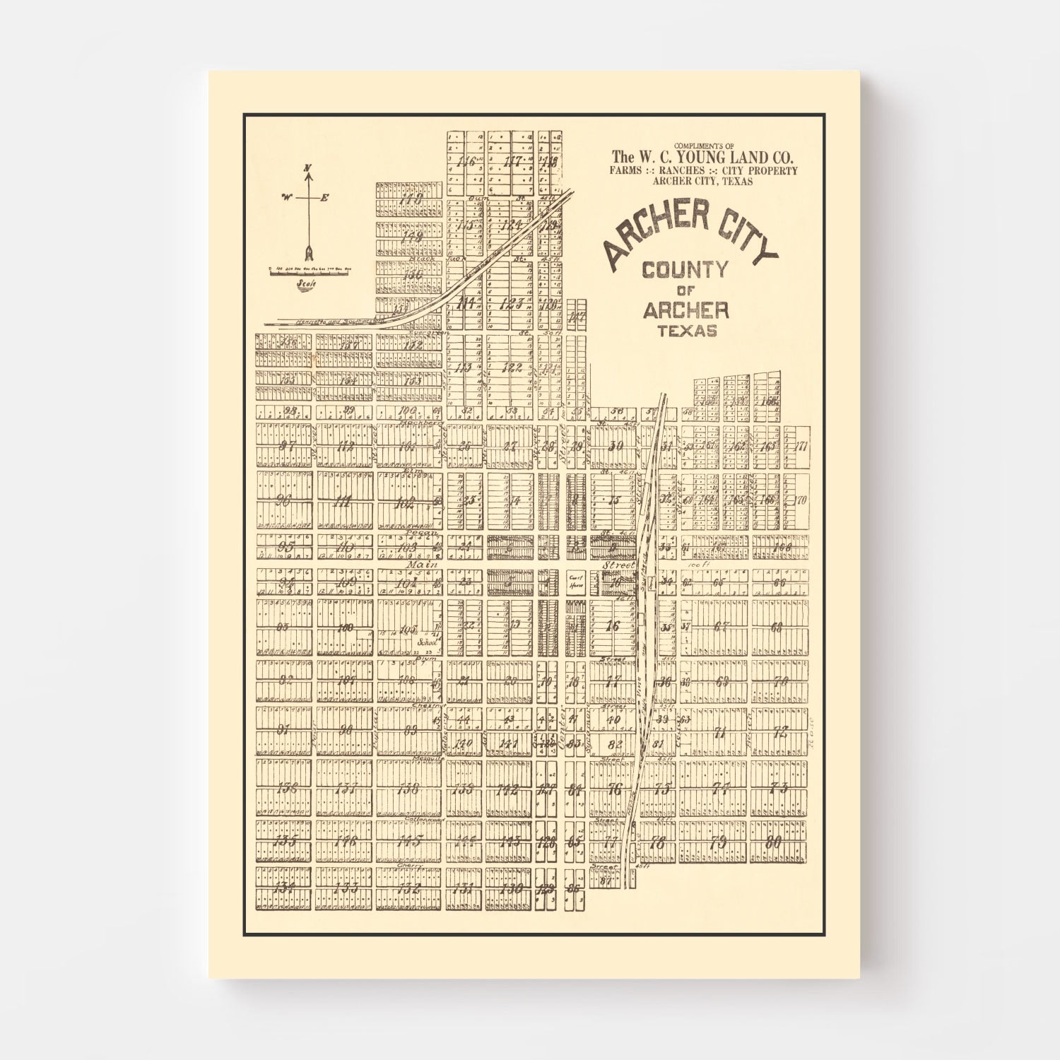 Vintage Map of Archer, Texas 1921