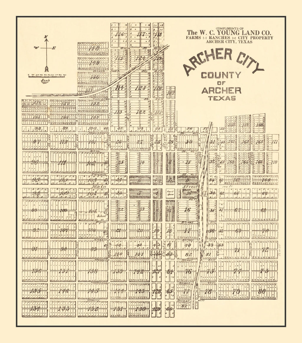 Vintage Map of Archer, Texas 1921