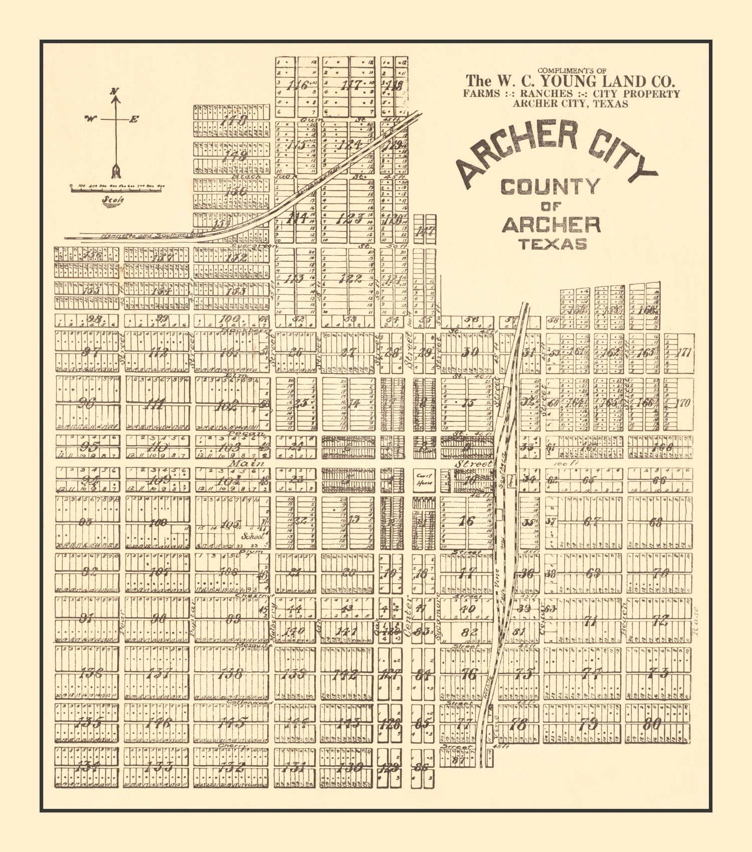 Vintage Map of Archer, Texas 1921