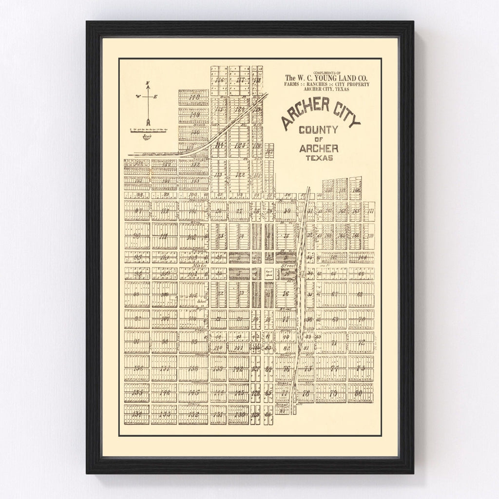 Vintage Map of Archer, Texas 1921
