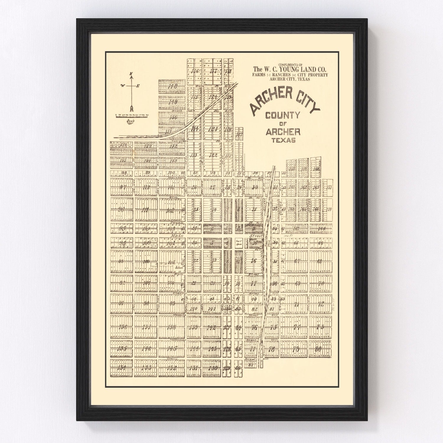 Vintage Map of Archer, Texas 1921