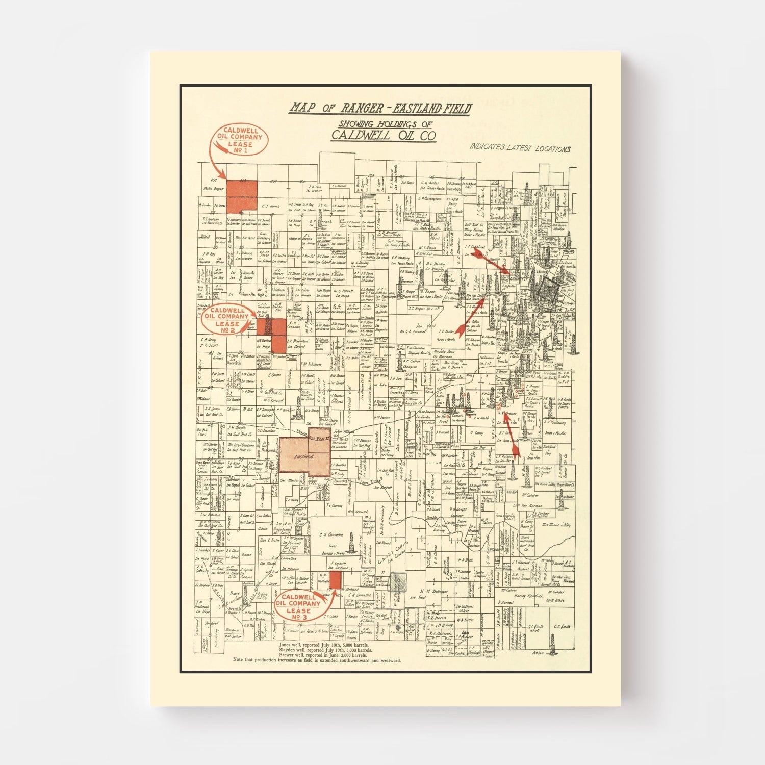 Vintage Map of Ranger, Texas 1918
