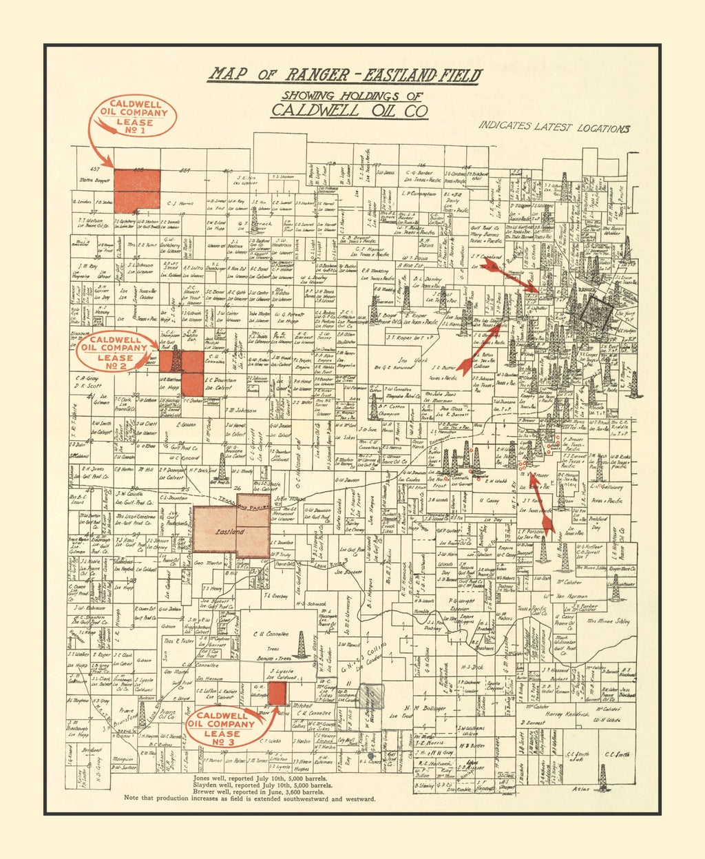 Vintage Map of Ranger, Texas 1918