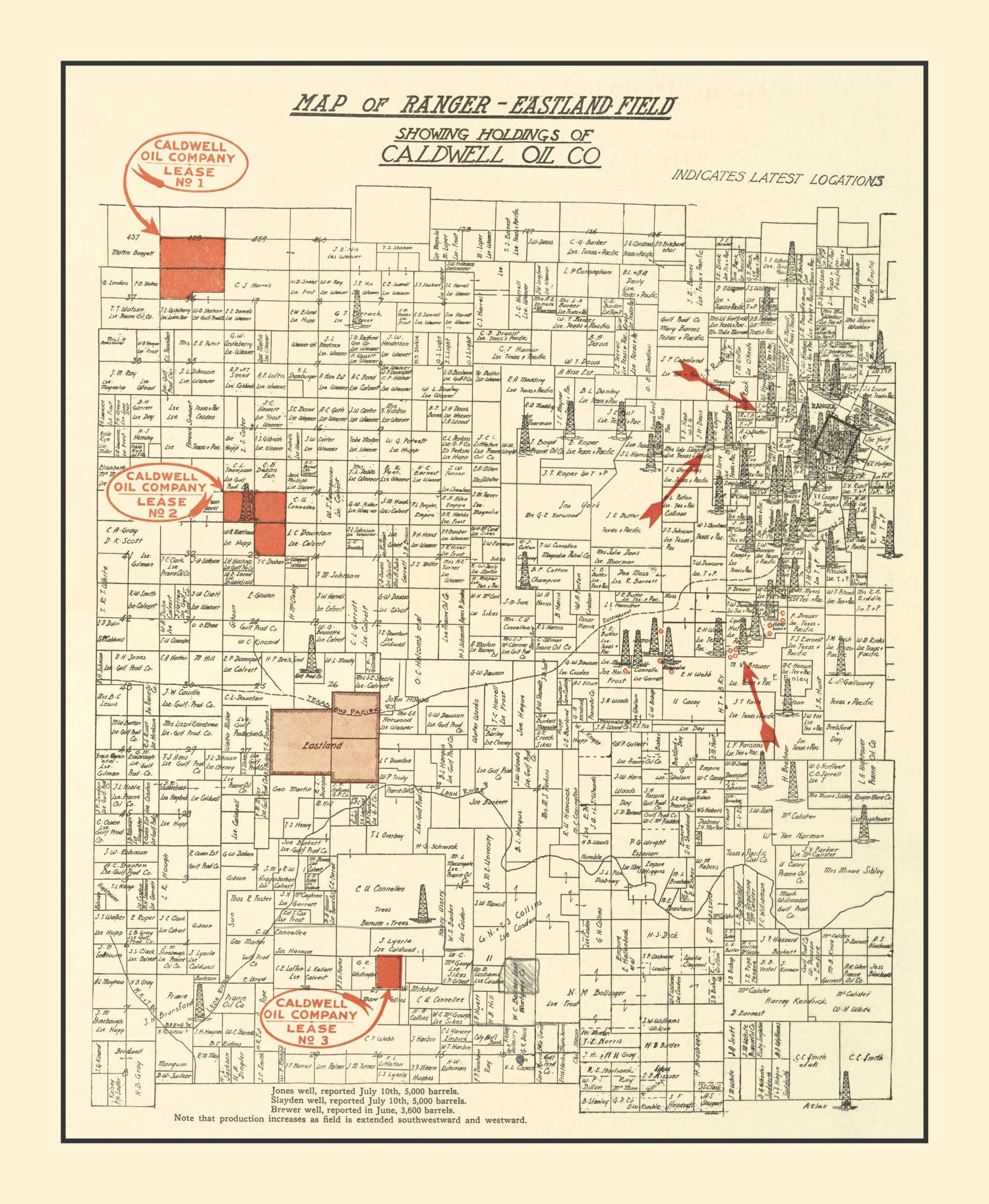 Vintage Map of Ranger, Texas 1918