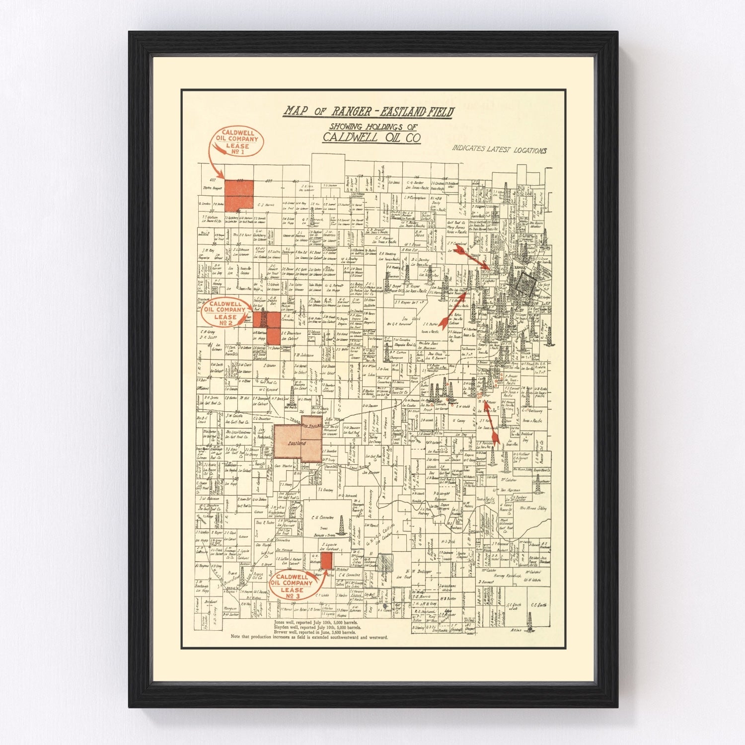 Vintage Map of Ranger, Texas 1918