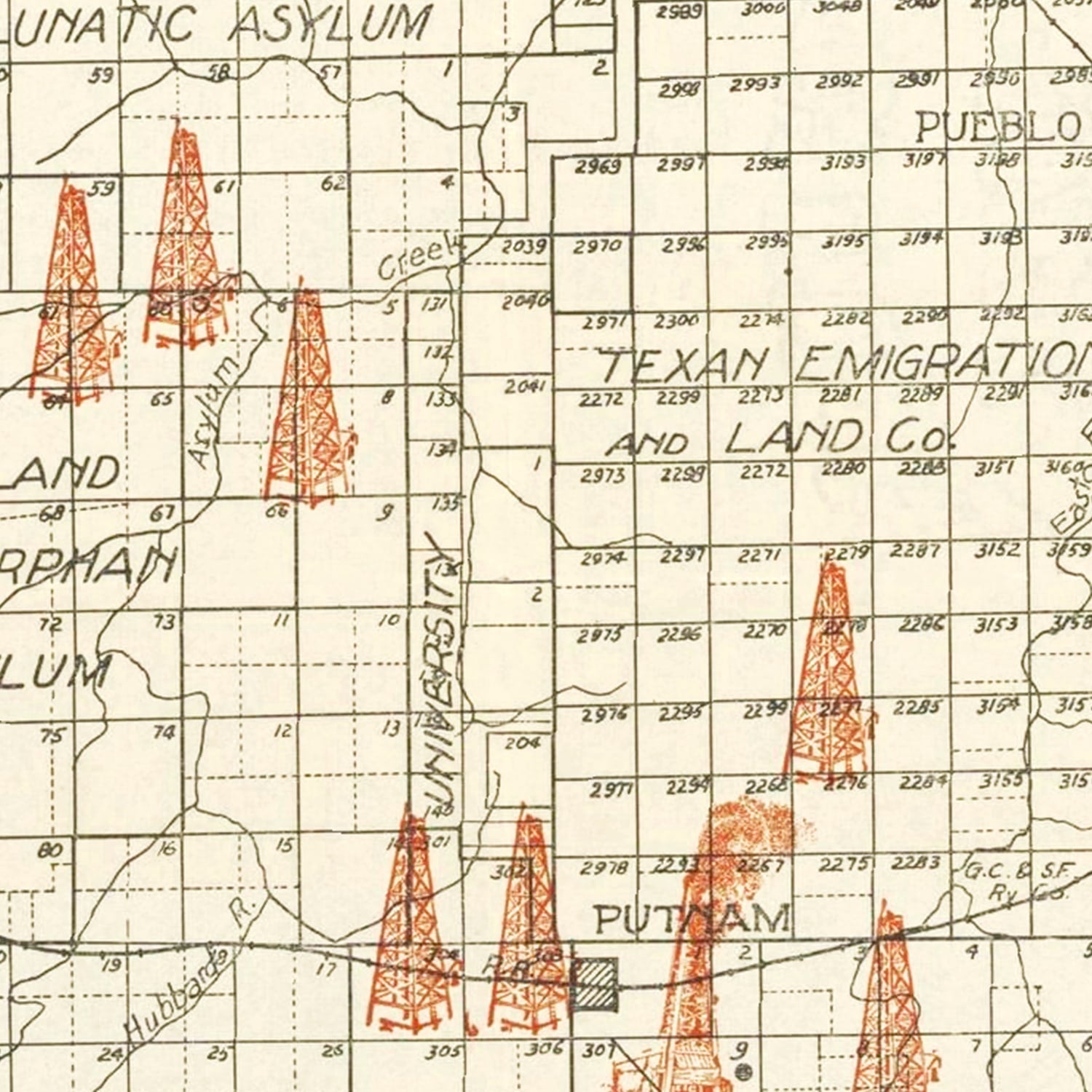 Vintage Map of Callahan County, Texas 1919