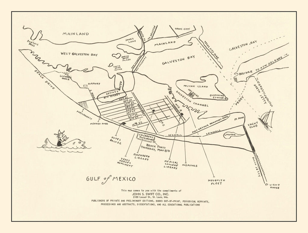 Vintage Map of Galveston, Texas 1922