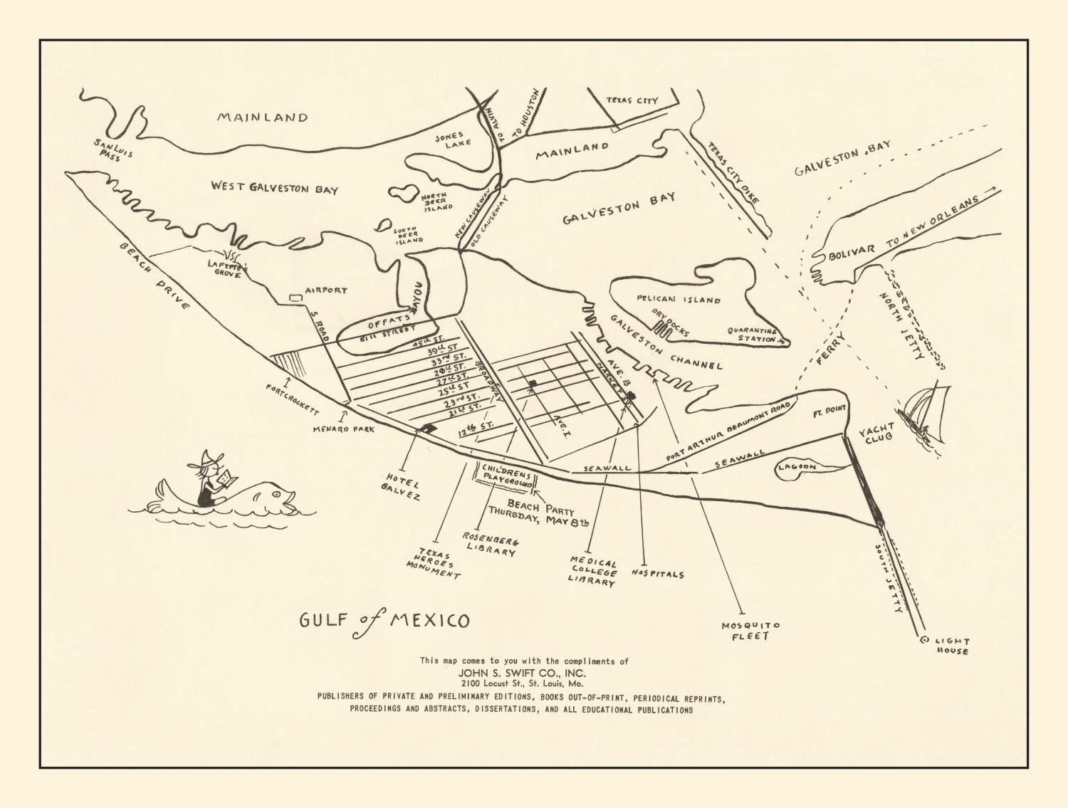 Vintage Map of Galveston, Texas 1922