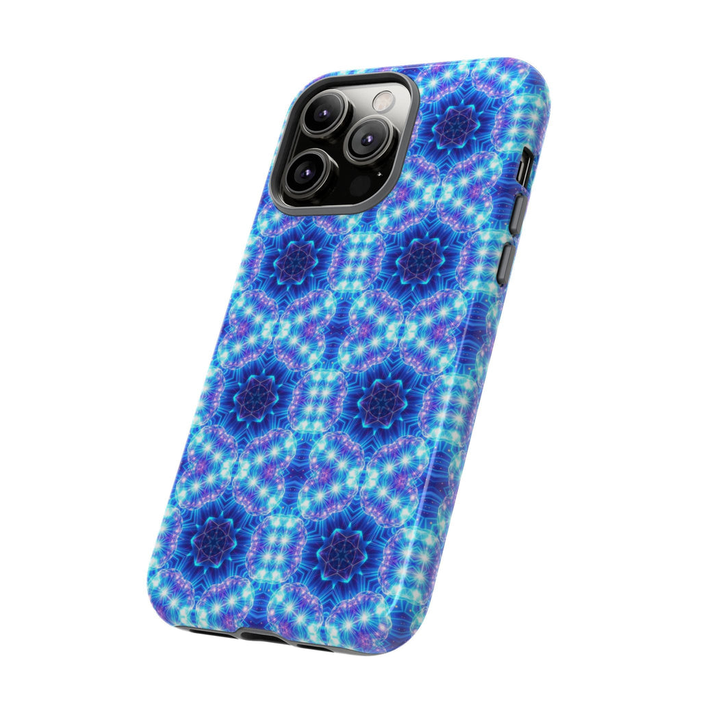 Blue Mandalas with Neon Lights Tough Phone Cases