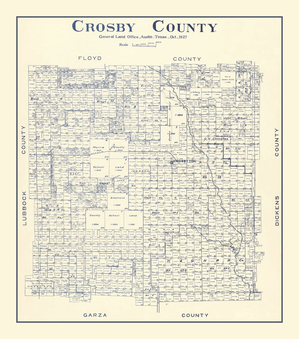 Vintage Map of Crosby County, Texas 1927