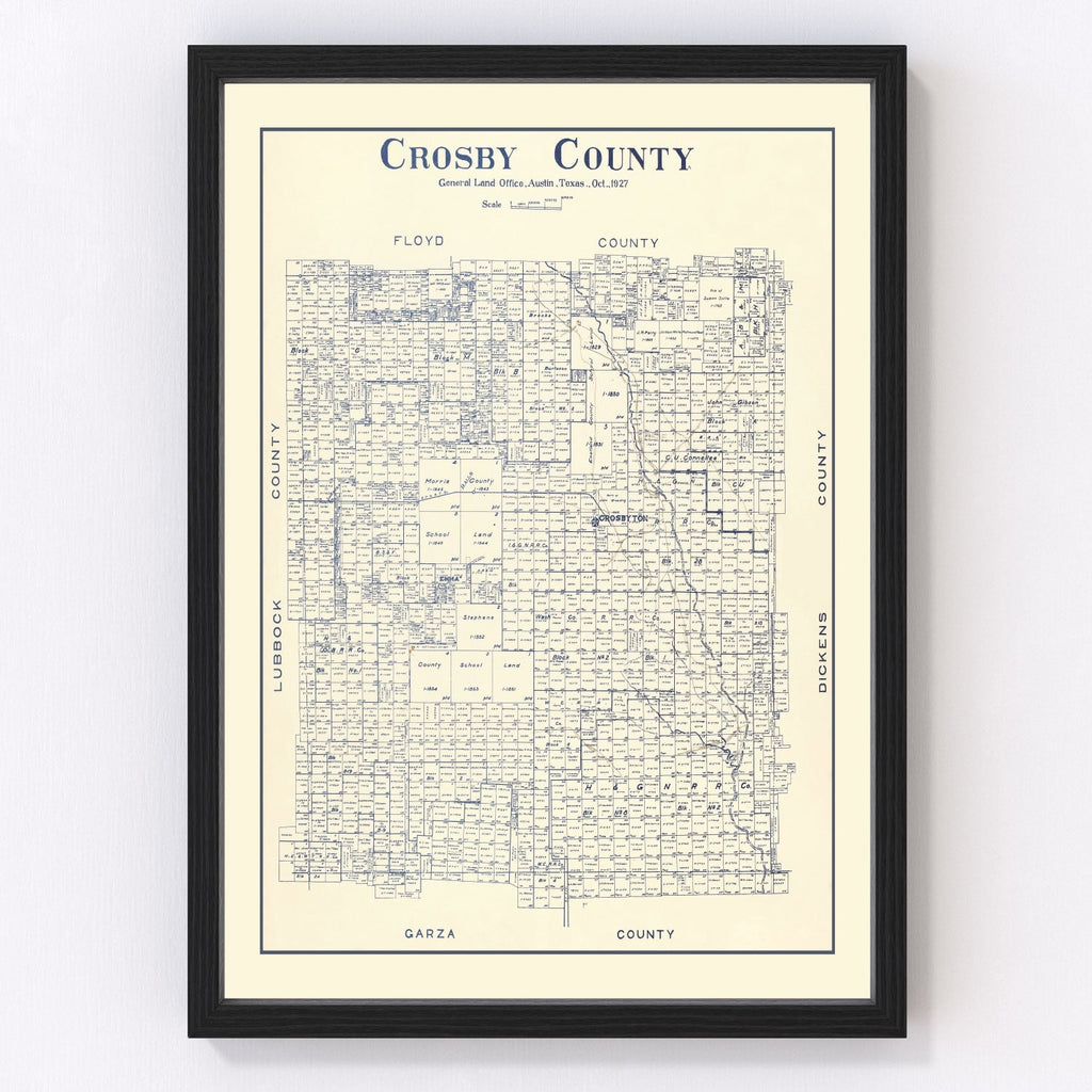 Vintage Map of Crosby County, Texas 1927