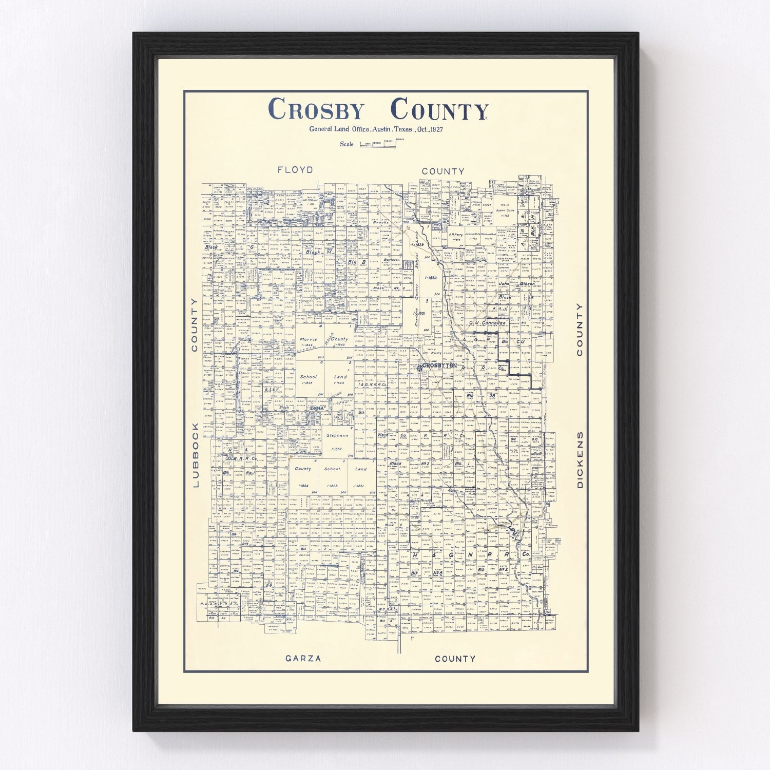 Vintage Map of Crosby County, Texas 1927