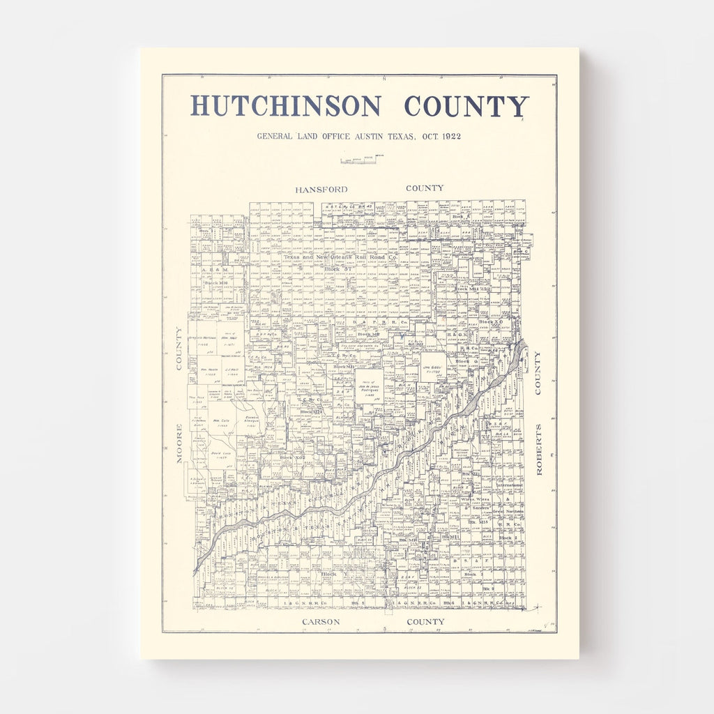 Vintage Map of Hutchinson County, Texas 1922