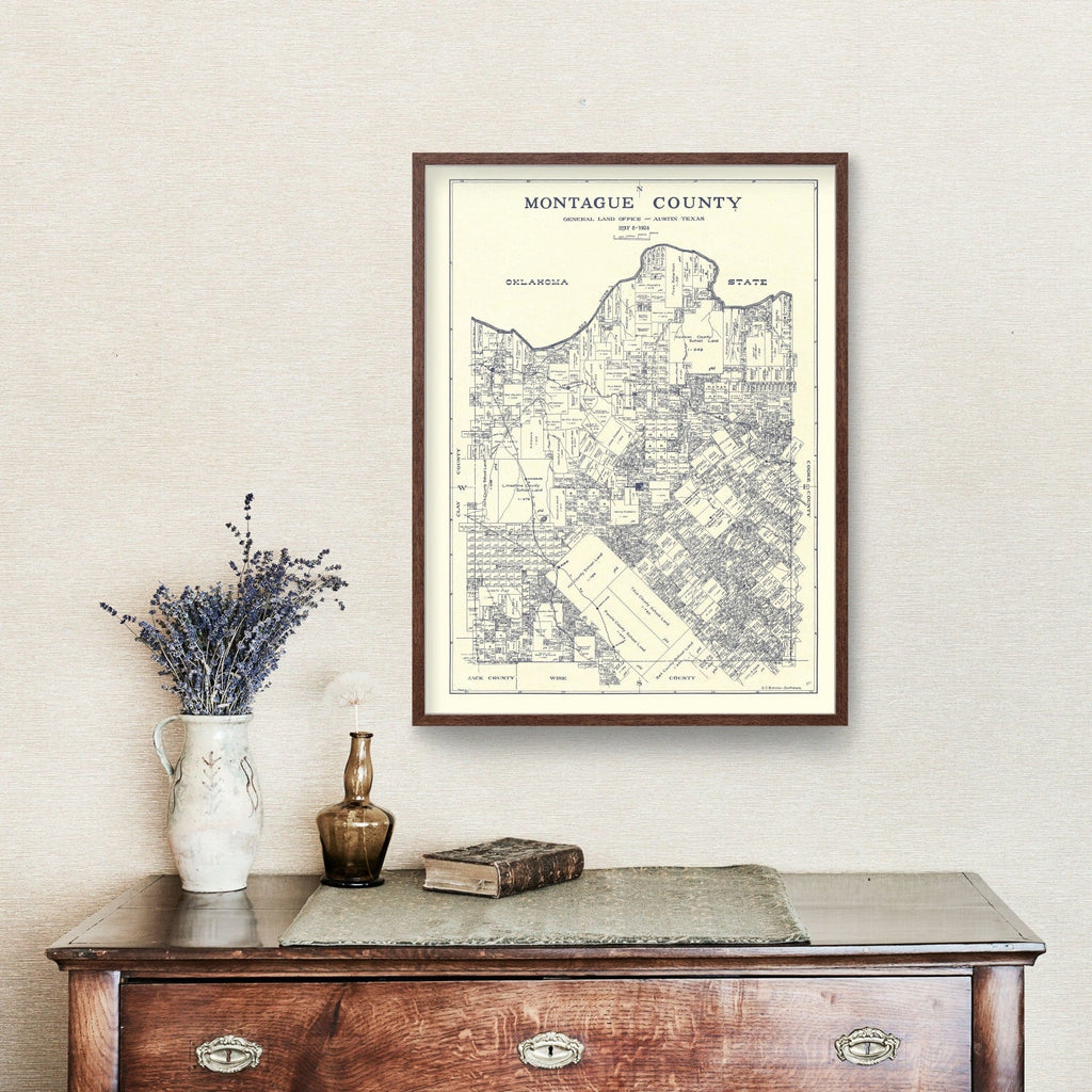 Vintage Map of Montague County, Texas 1924