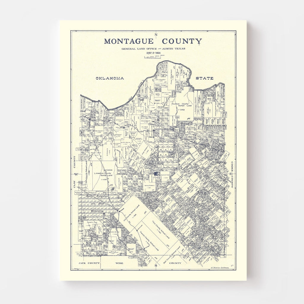 Vintage Map of Montague County, Texas 1924