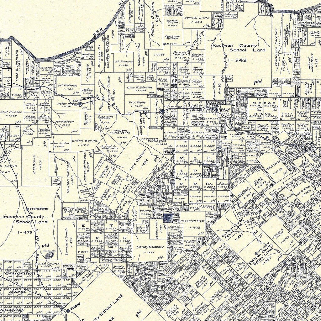 Vintage Map of Montague County, Texas 1924