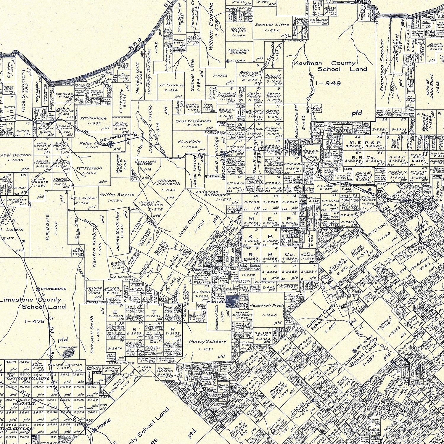 Vintage Map of Montague County, Texas 1924