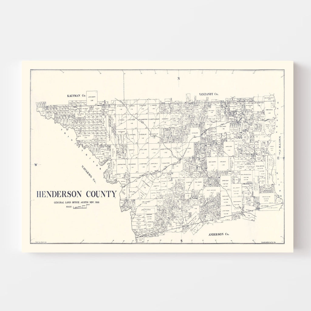 Vintage Map of Henderson County, Texas 1922