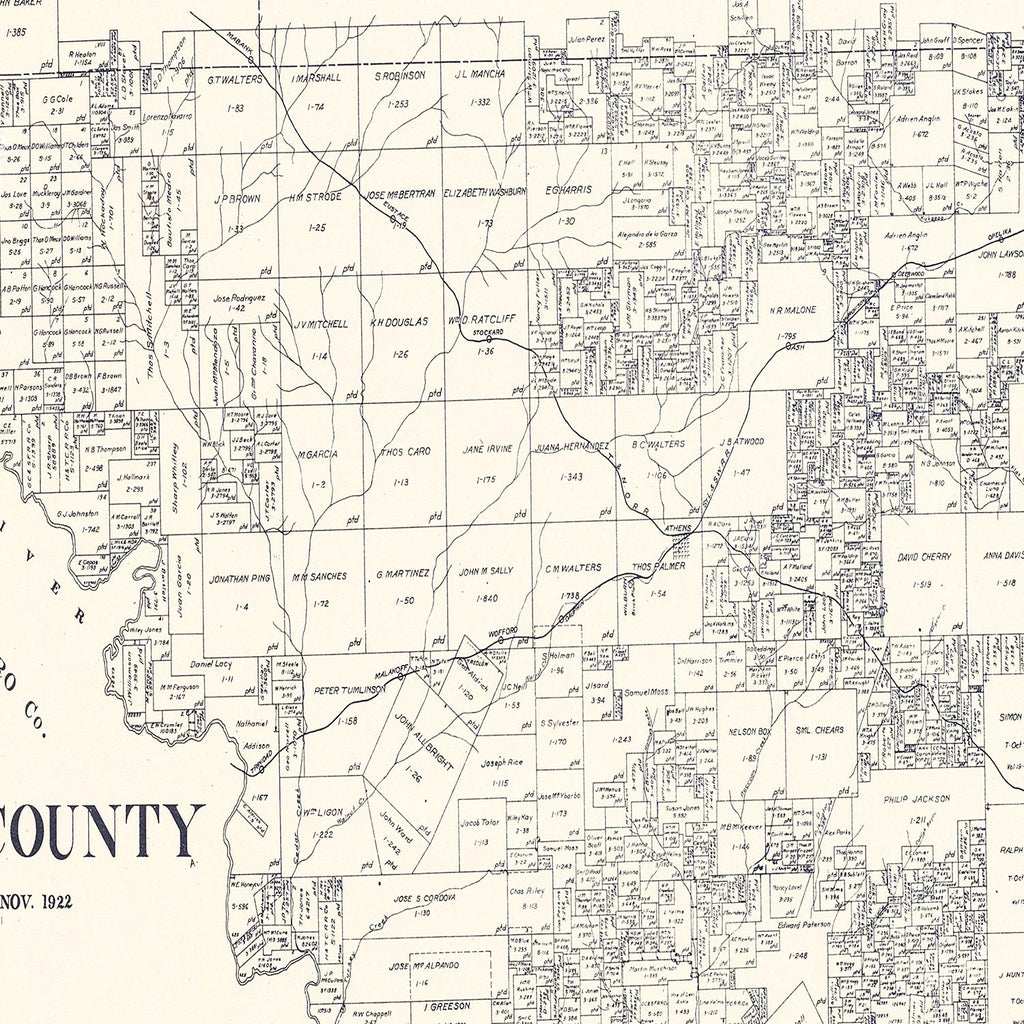 Vintage Map of Henderson County, Texas 1922