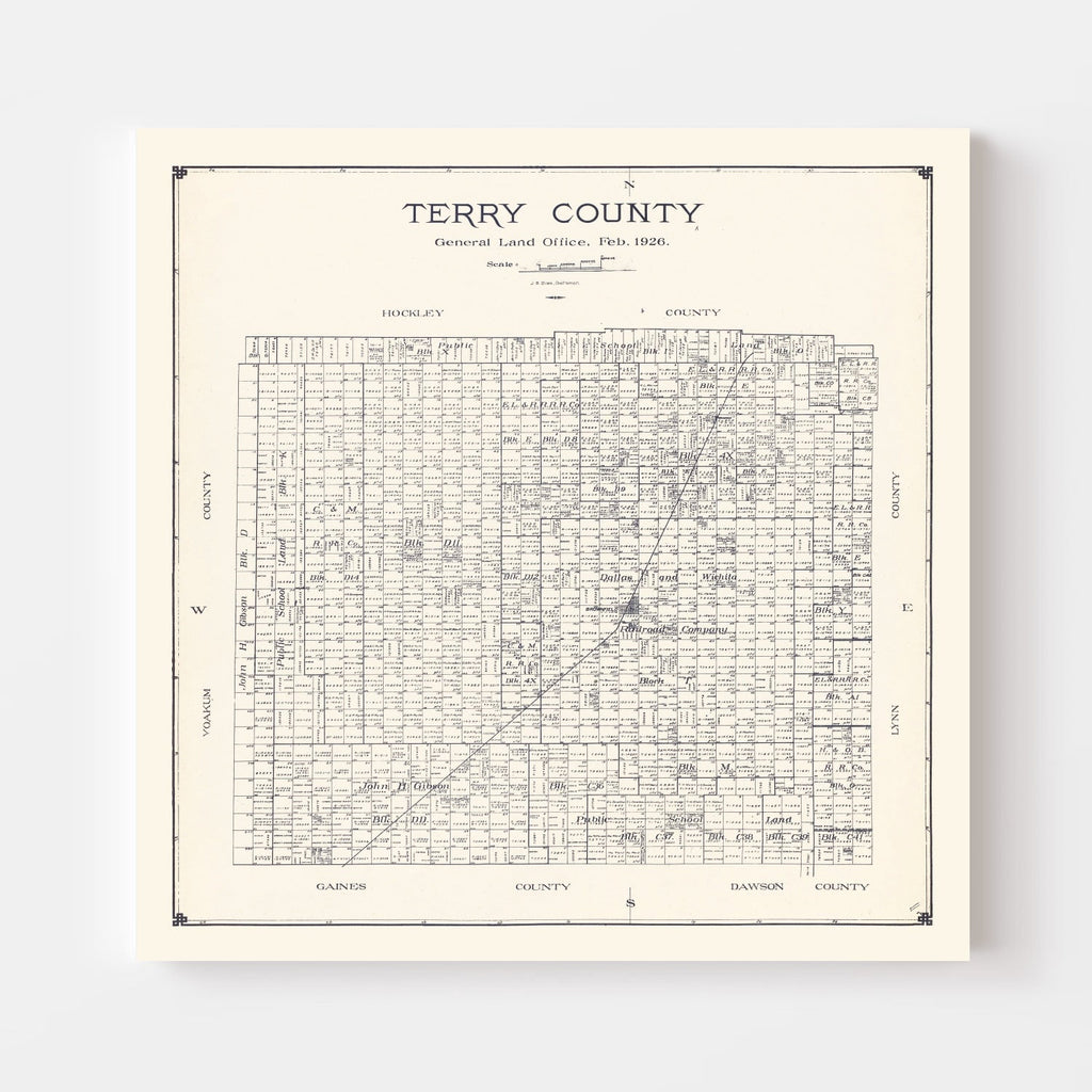 Vintage Map of Terry County, Texas 1926