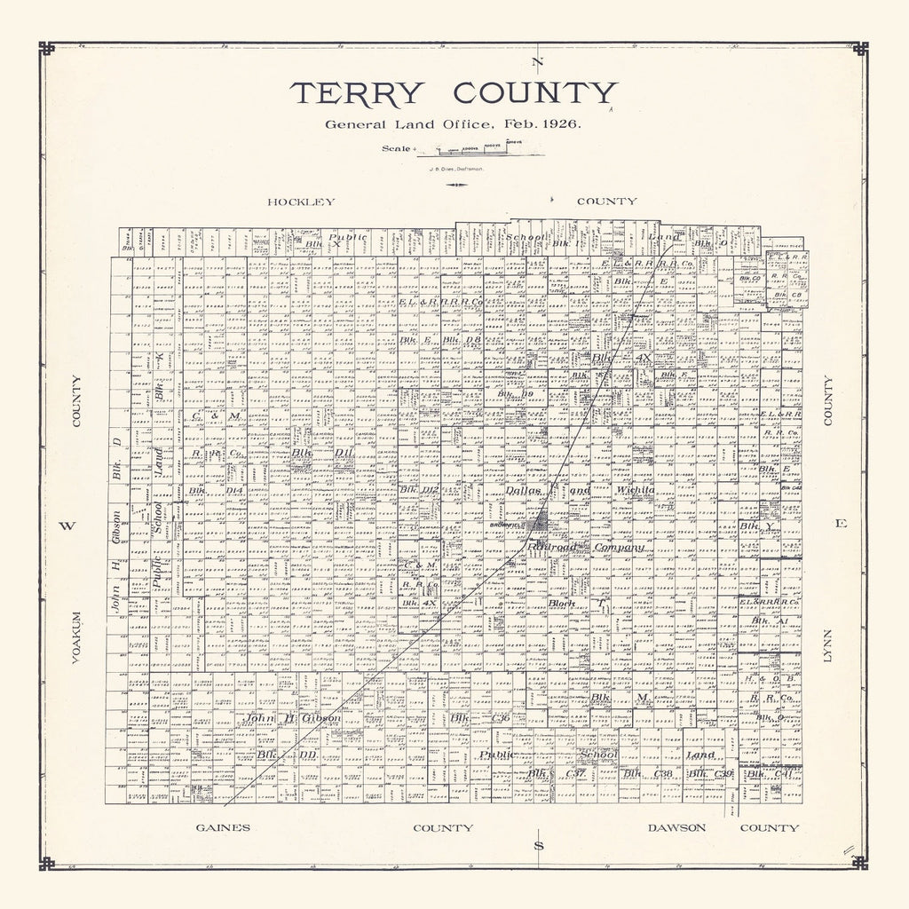 Vintage Map of Terry County, Texas 1926