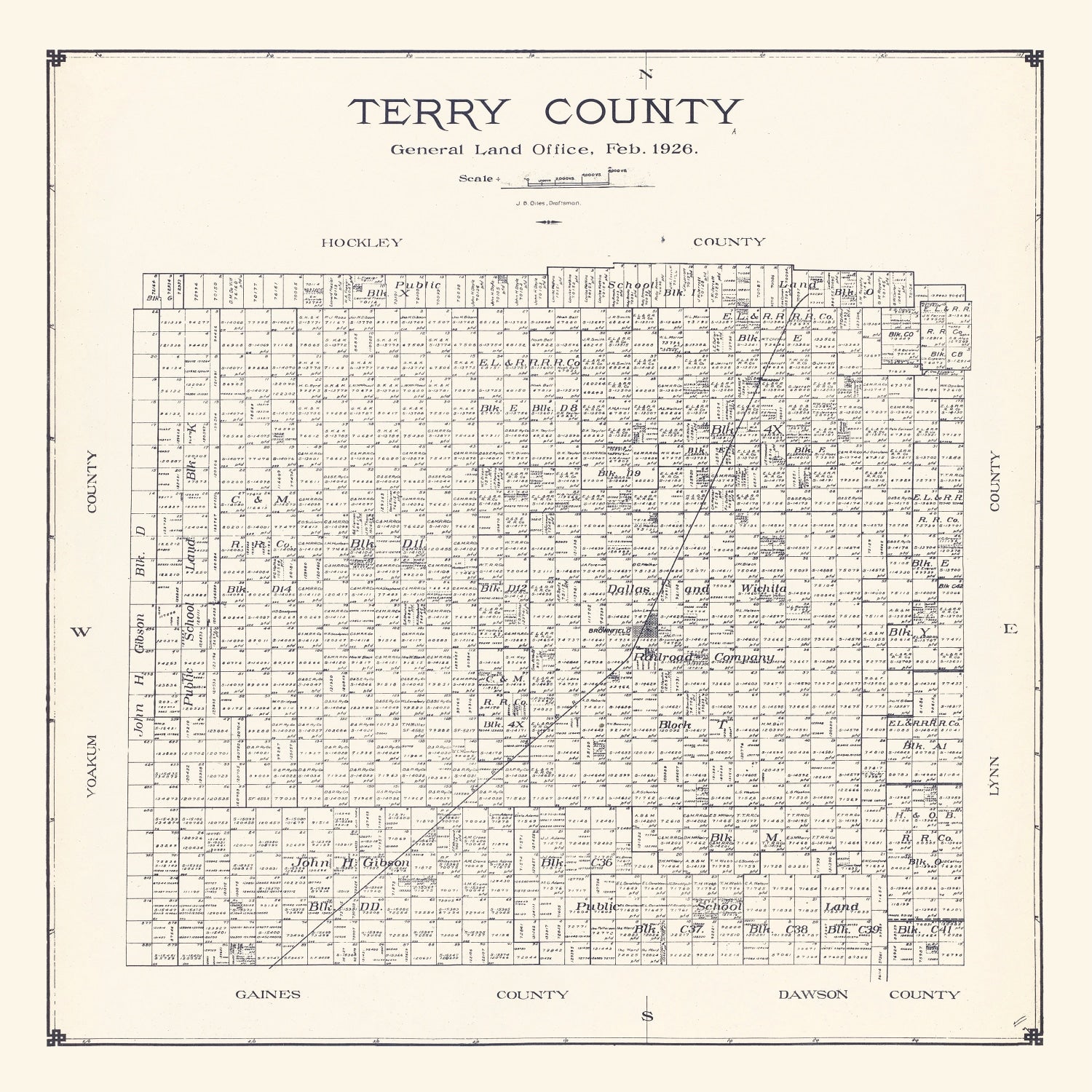 Vintage Map of Terry County, Texas 1926