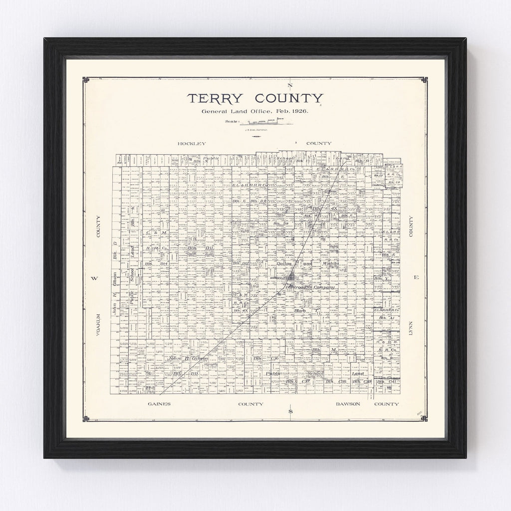 Vintage Map of Terry County, Texas 1926