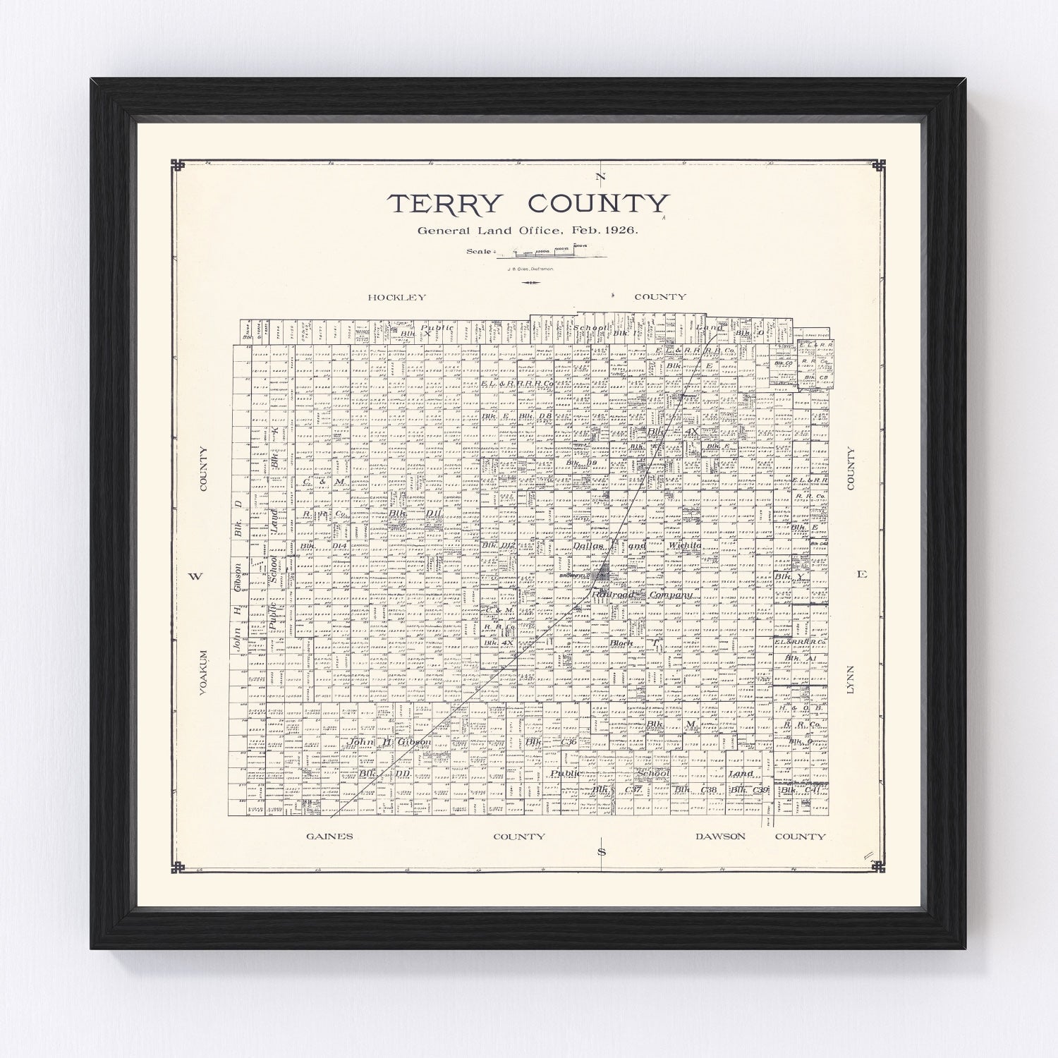 Vintage Map of Terry County, Texas 1926