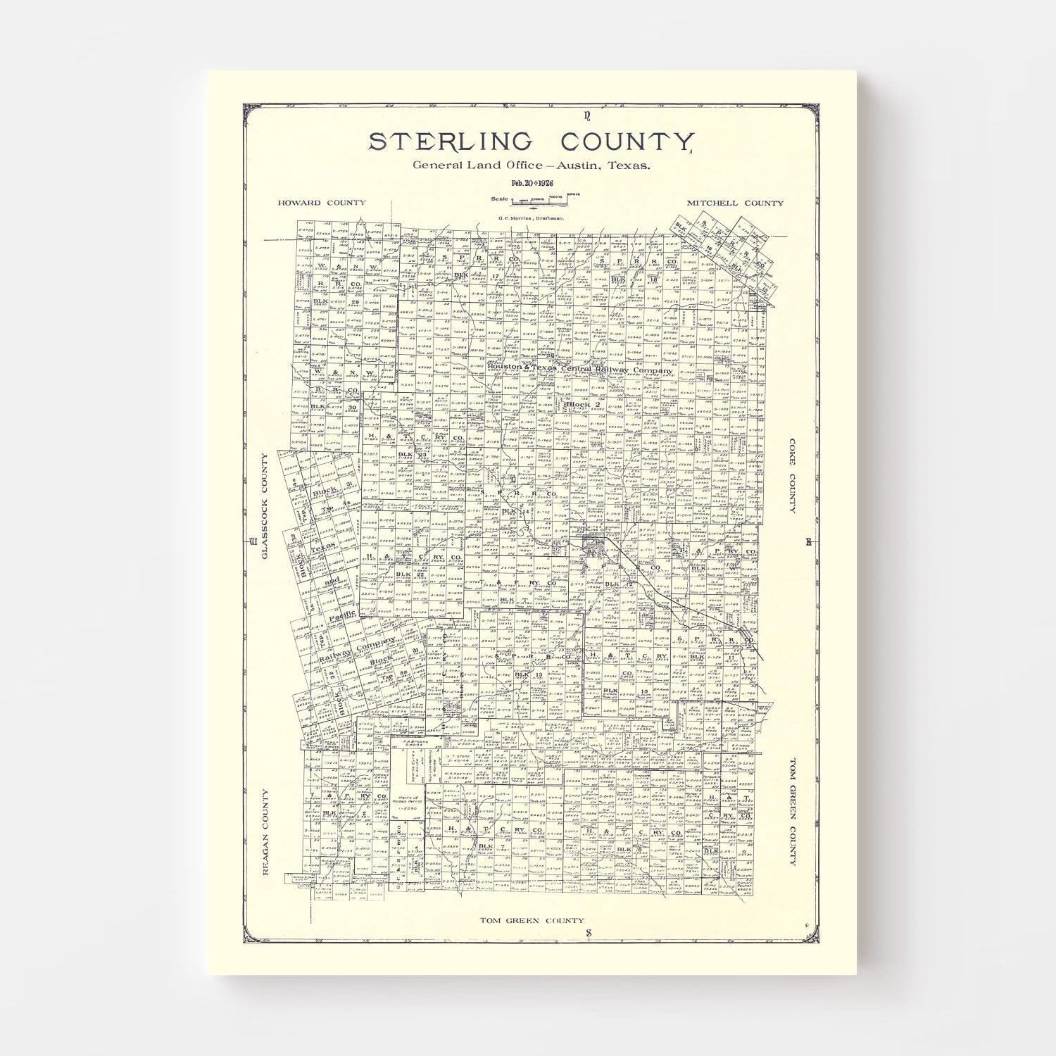 Vintage Map of Sterling County, Texas 1926