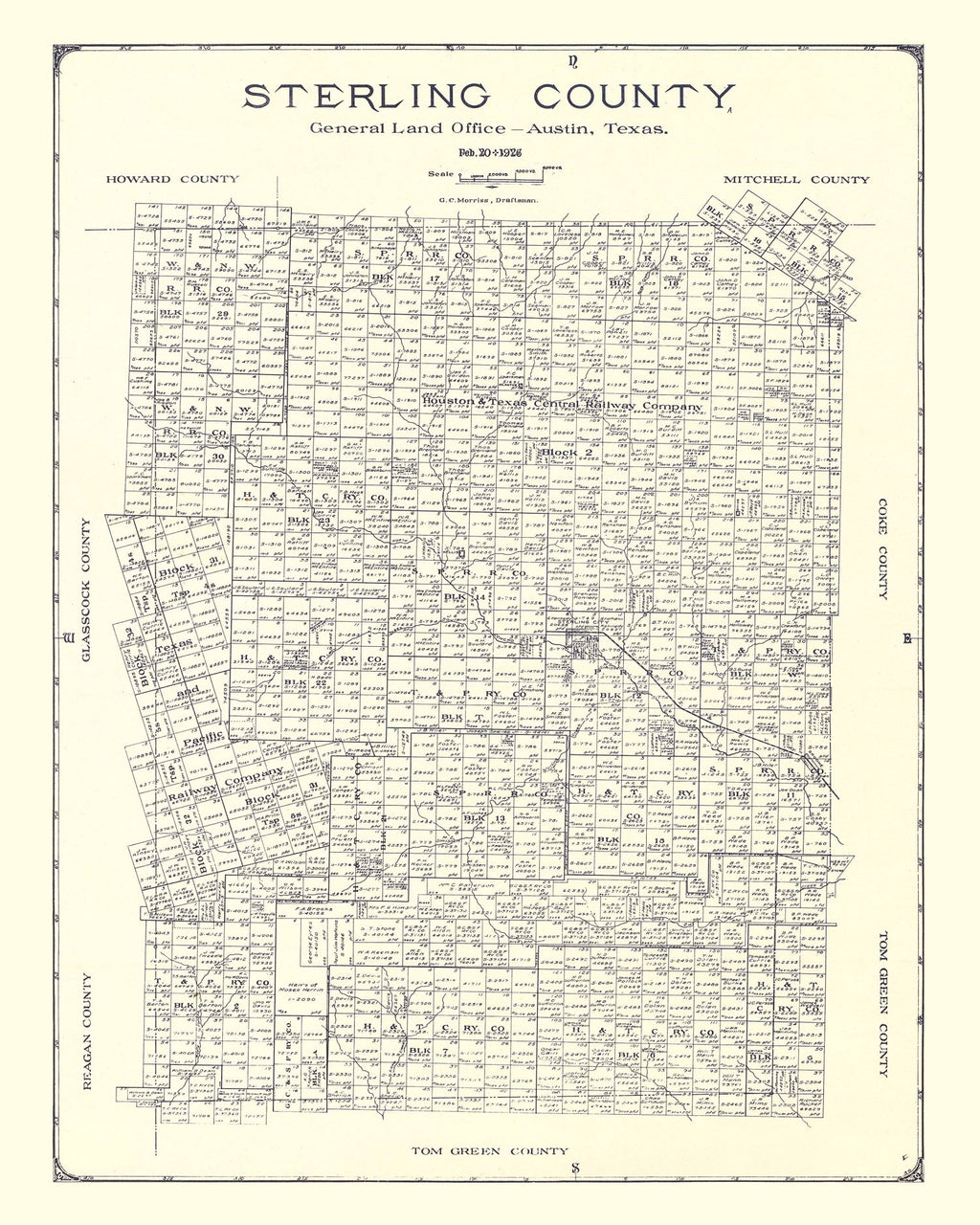Vintage Map of Sterling County, Texas 1926