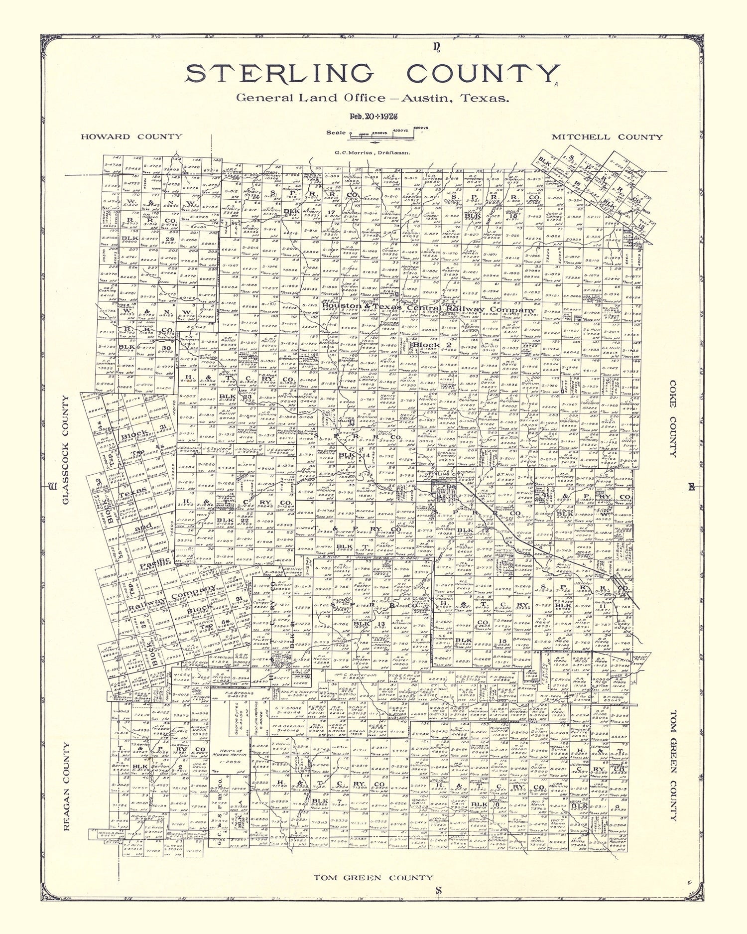 Vintage Map of Sterling County, Texas 1926