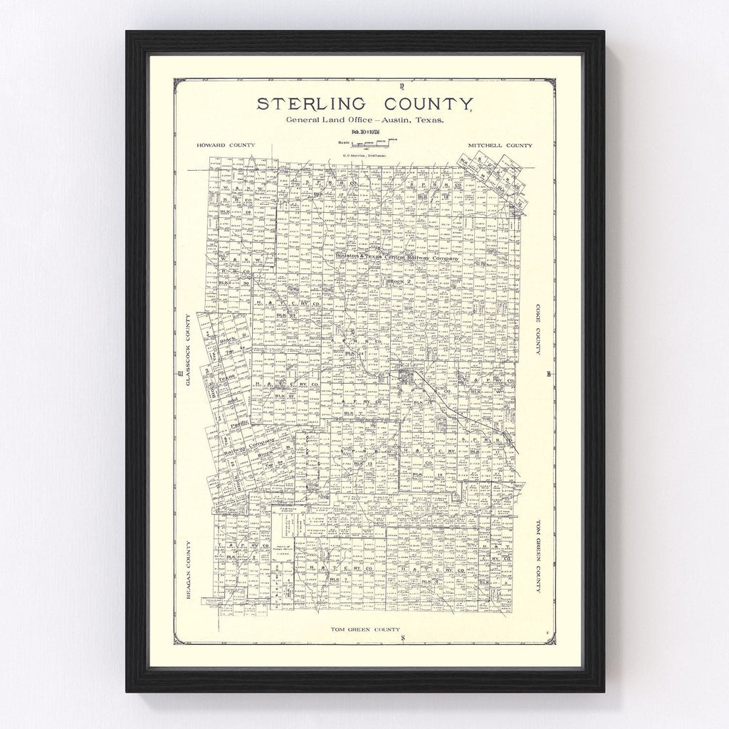 Vintage Map of Sterling County, Texas 1926