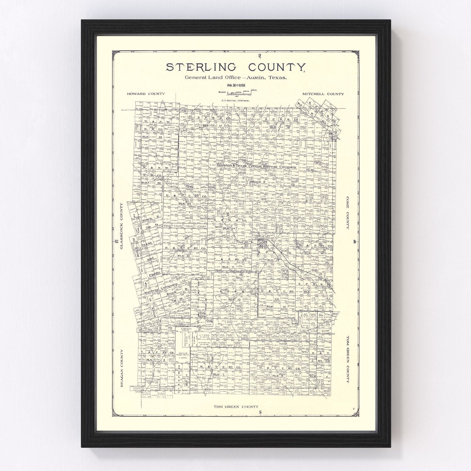Vintage Map of Sterling County, Texas 1926