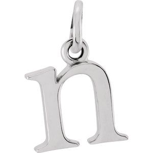 Sterling Silver Lowercase Initial n 16" Necklace
