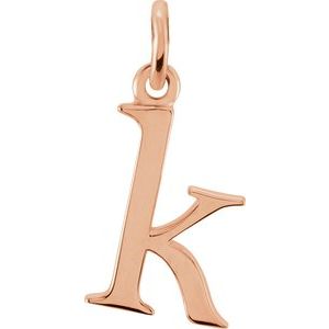 18K Rose Gold-Plated Sterling Silver Lowercase Initial k Charm/Pendant